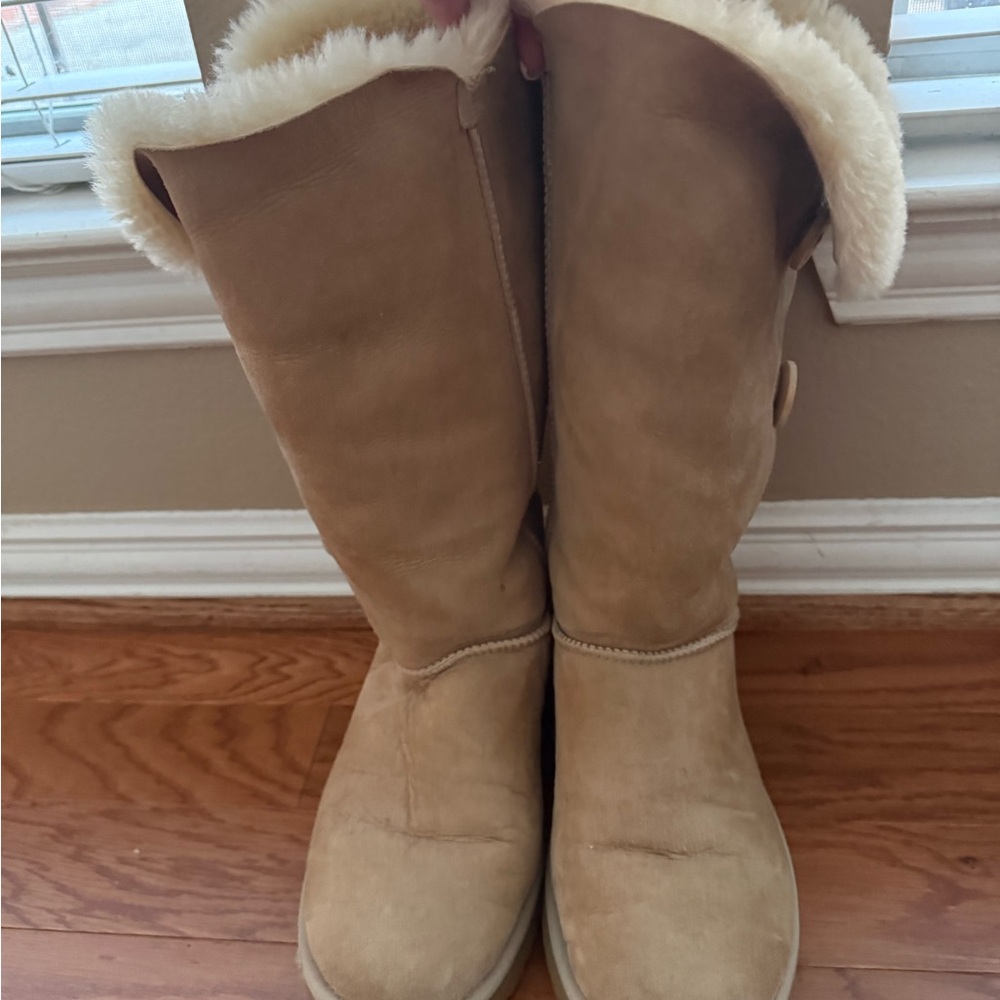 UGG Women's Tall Button-Detail Shearling Boots - Chestnut/Tan - Picture 2 of 5